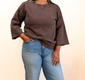 Brown flowy sleeve top