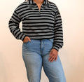 Black stripe quarter zip