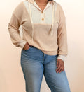 Beige Waffle Hooded Top